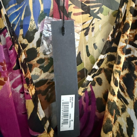 NWT SpyZone Exchange Tropical Leopard Wrap Maxi Dress Long Sleeve Resort Size M - Picture 5 of 7